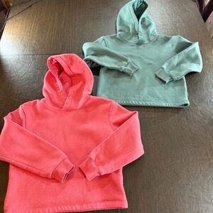 Kids' Cozy Hooded Sweatshirts - Coral and Sage